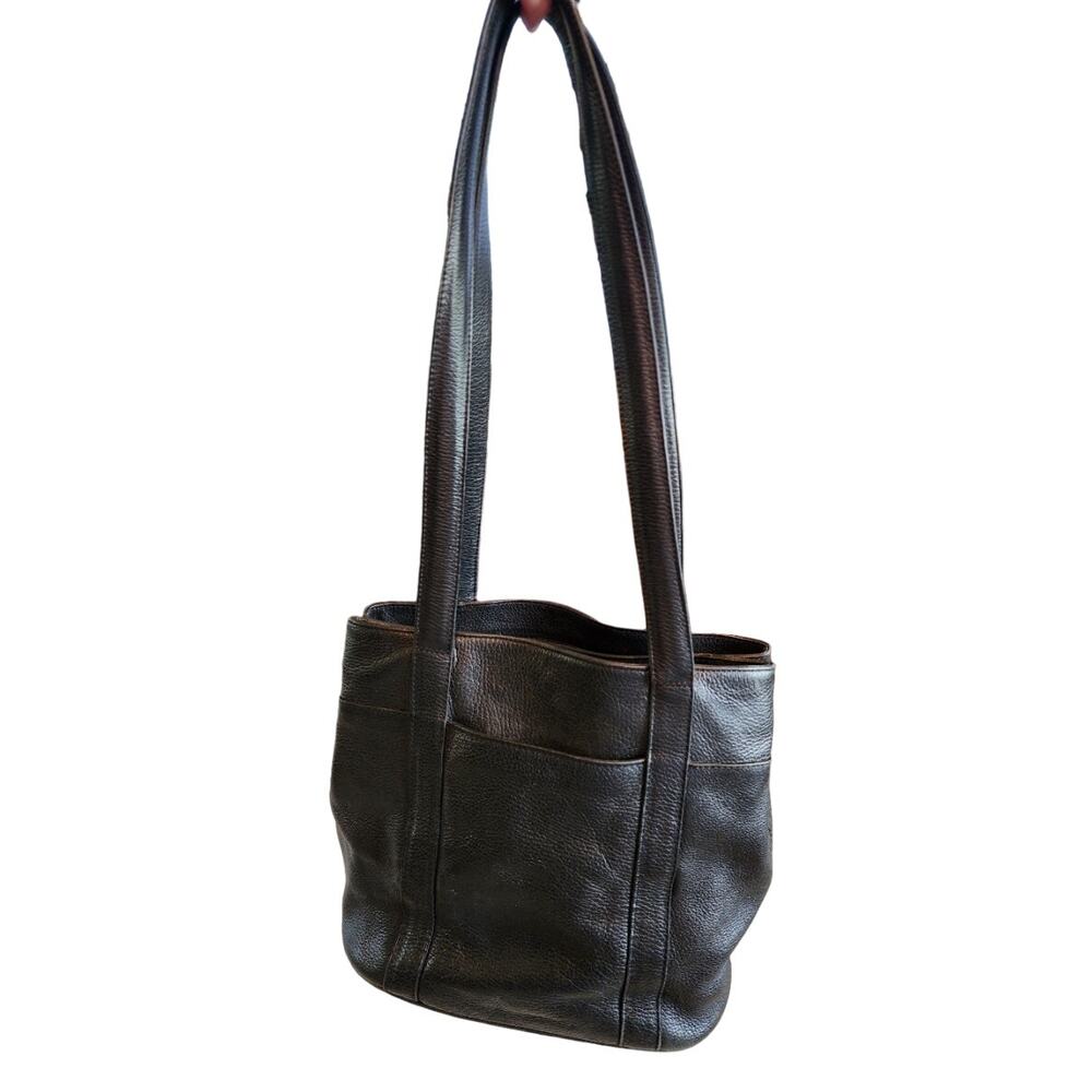 Orvis Black Pebbled Leather Tote Shoulder Bag